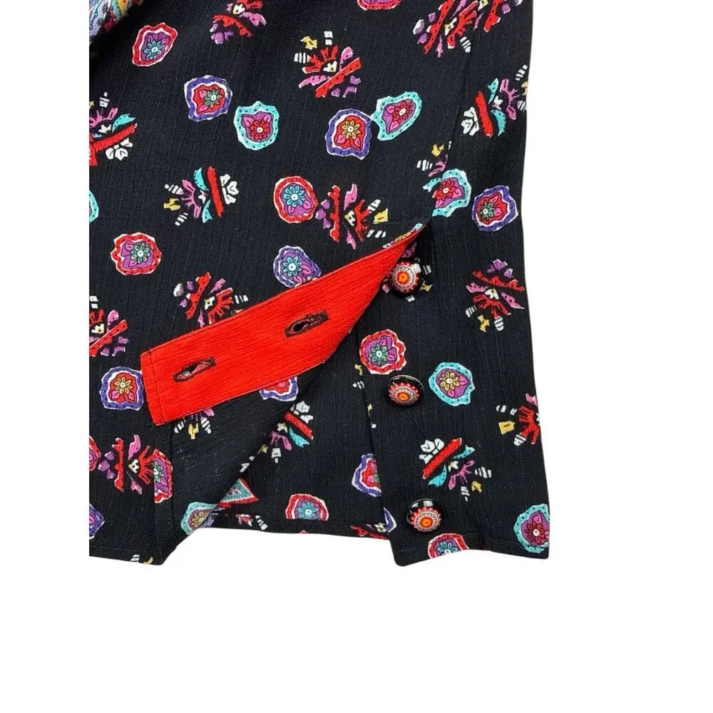 Carol Little Vintage Tunic Artsy Colorful Bright Blouse Top Womens 8 USA 90s - Picture 4 of 12